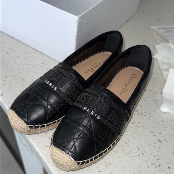 Dior Shoes - Dior Quilted Black and Tan Espadrilles